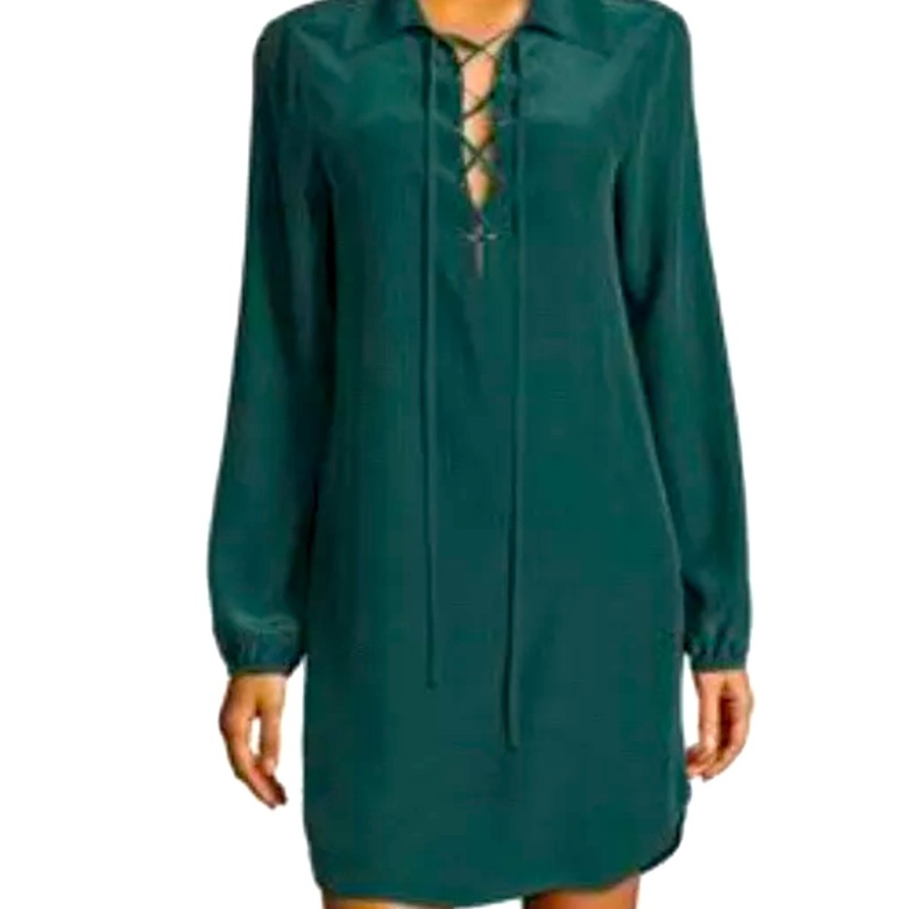 Frame green silk shirt dress XS